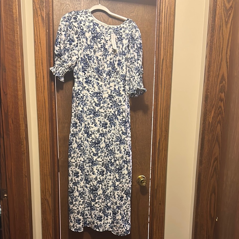 Floral Blue and White Dress